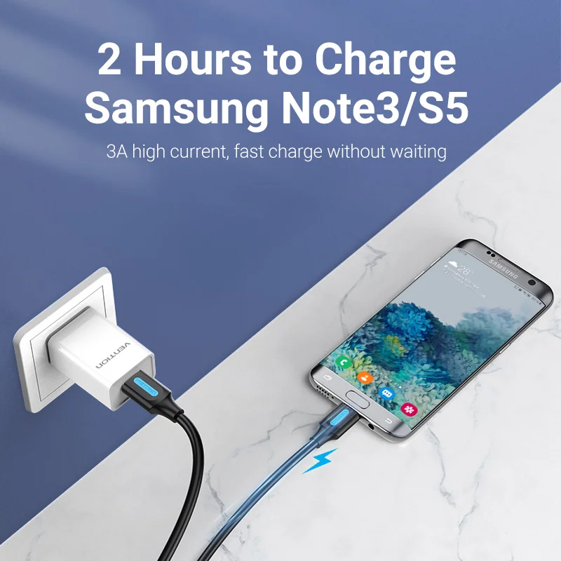 Vention Micro USB 3.0 สาย 3A Fast Charger ข้อมูลสายโทรศัพท์มือถือสําหรับ Samsung หมายเหตุ 3 S5 Toshiba Sony USB Micro B สาย
