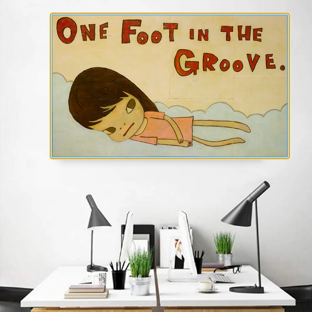 Yoshitomo Nara《One foot in the groove》Canvas Art Oil painting Artwork Poster Picture Modern Wall decor Home Decoration
