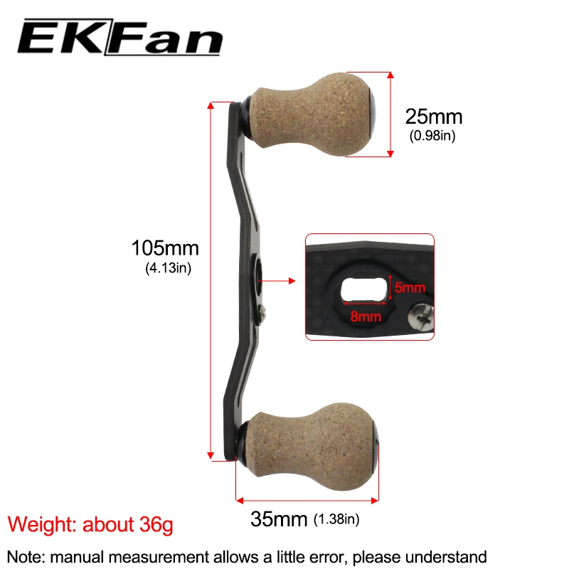 EKFan Mango de Carrete Fibra Carbono con Perilla de Madera para Daiwa - imagen 2
