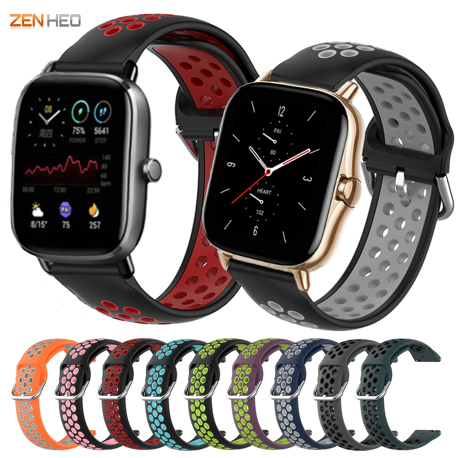 Silicone Strap For Xiaomi Huami Amazfit GTS 2 2e/GTS 2 Mini/Bip Lite/Pop Pro Replacement Watchband For Garmin Venu SQ