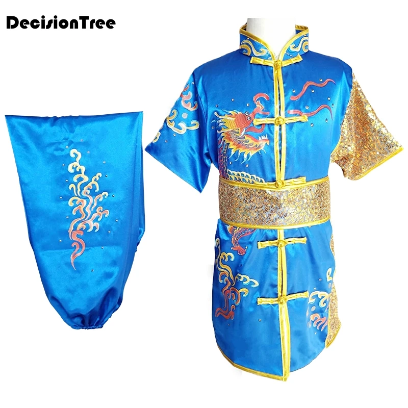 2023 chinese outfits for kids children tai wushu kids kung fu martial arts sets performance suit embroidery dragon costumes