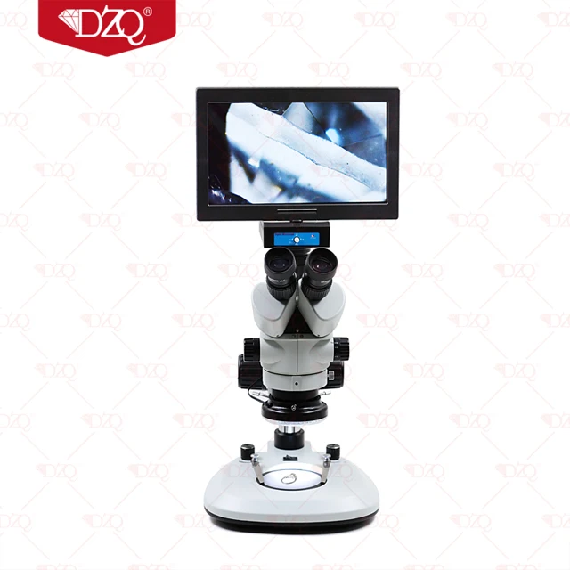 New 7-45X Zoom Ratio Trinocular Microscope with Double Lights, High-Resolution Camera, and Monitor