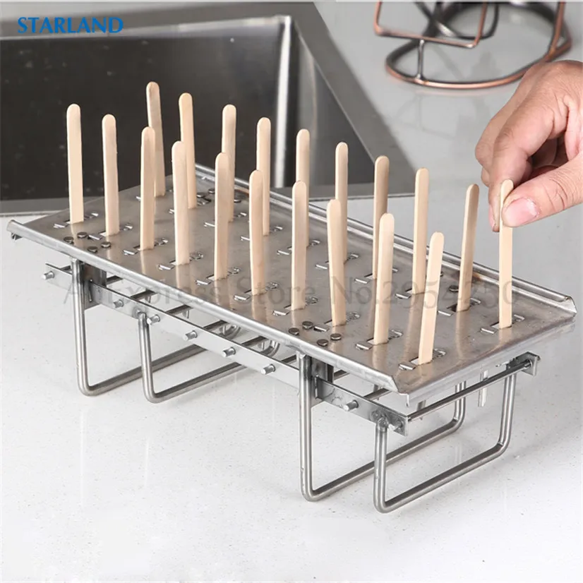 Commercial DIY Ice Pop Mold Ice Lolly Popsicle Moulds 304 Stainless Steel Ice Cream Molds 20 Cells per Batch with Stick Holder