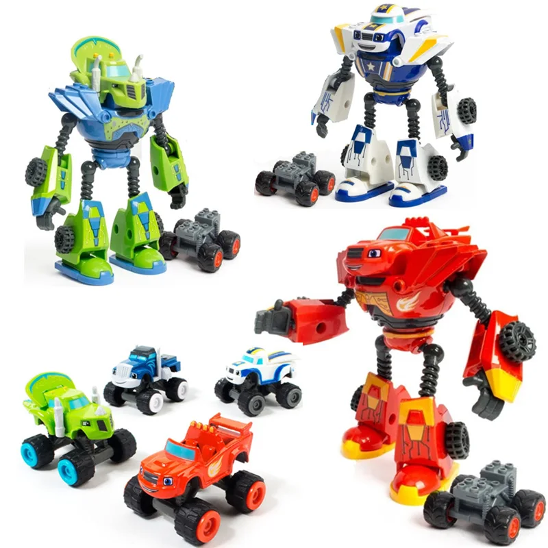 Vendita calda Monsters Machines Car Blaze Model deformata Action Figures Robot Alloy Vehicle Truck Cars Game giocattoli per bambini regali di