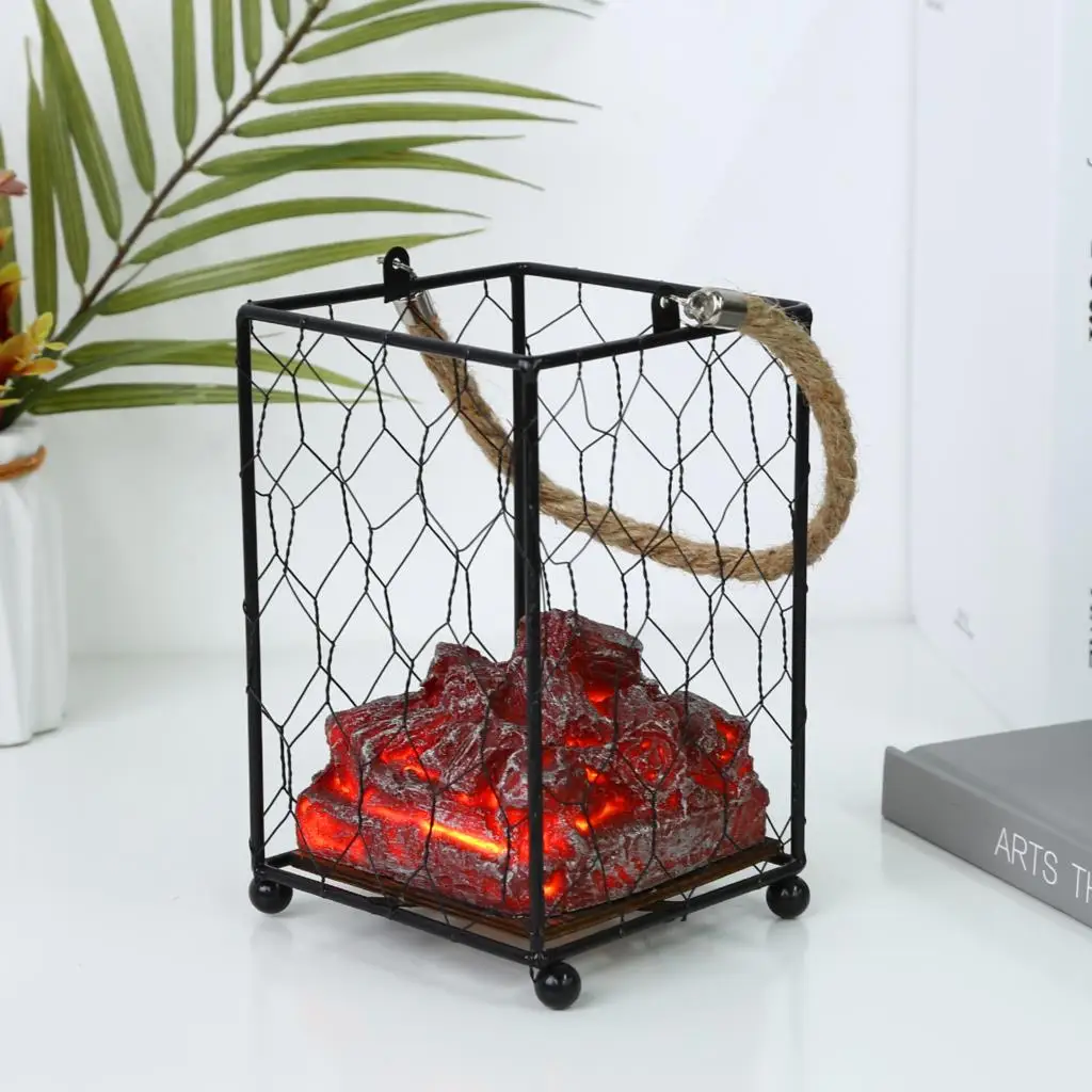 

Simulation Charcoal Fire Lamp LED Table Lamp for Bedroom Fireplace Lantern Flameless Hanging Lantern Decoration for Garden Yard