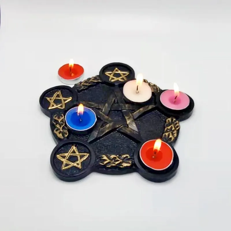 DIY Pentagram Candlestick Silicone Mold for Plaster Resin Model Altar Ceremonial Decoration Craft Production Tool