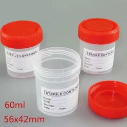 5pcs Urine Collection Sample Cup Specimen Bottle Container 60ML Plastic Cup Container for Use