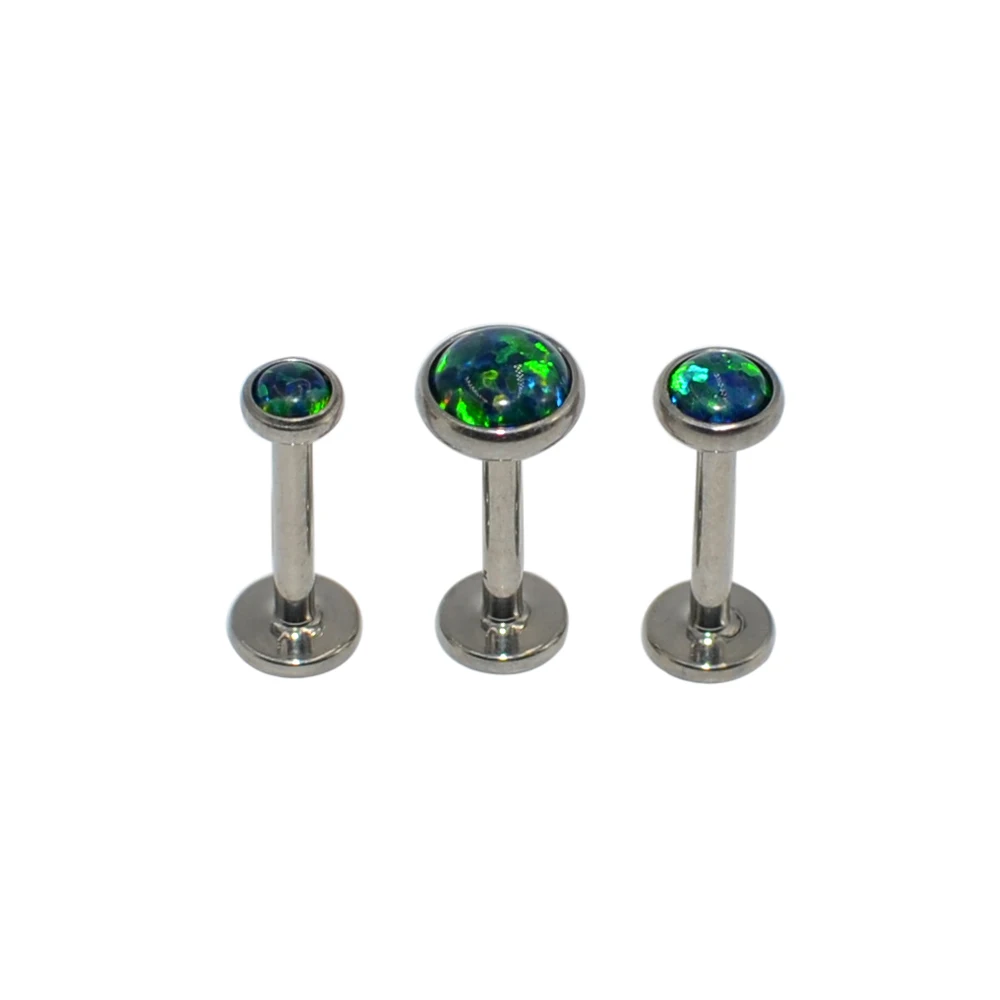 1PC G23 Titanium Internal Thread Opal Stone Labret Monroe Lip Stud Ring Opal Ear Cartilage Tragus Helix Earring Piercing Jewelry