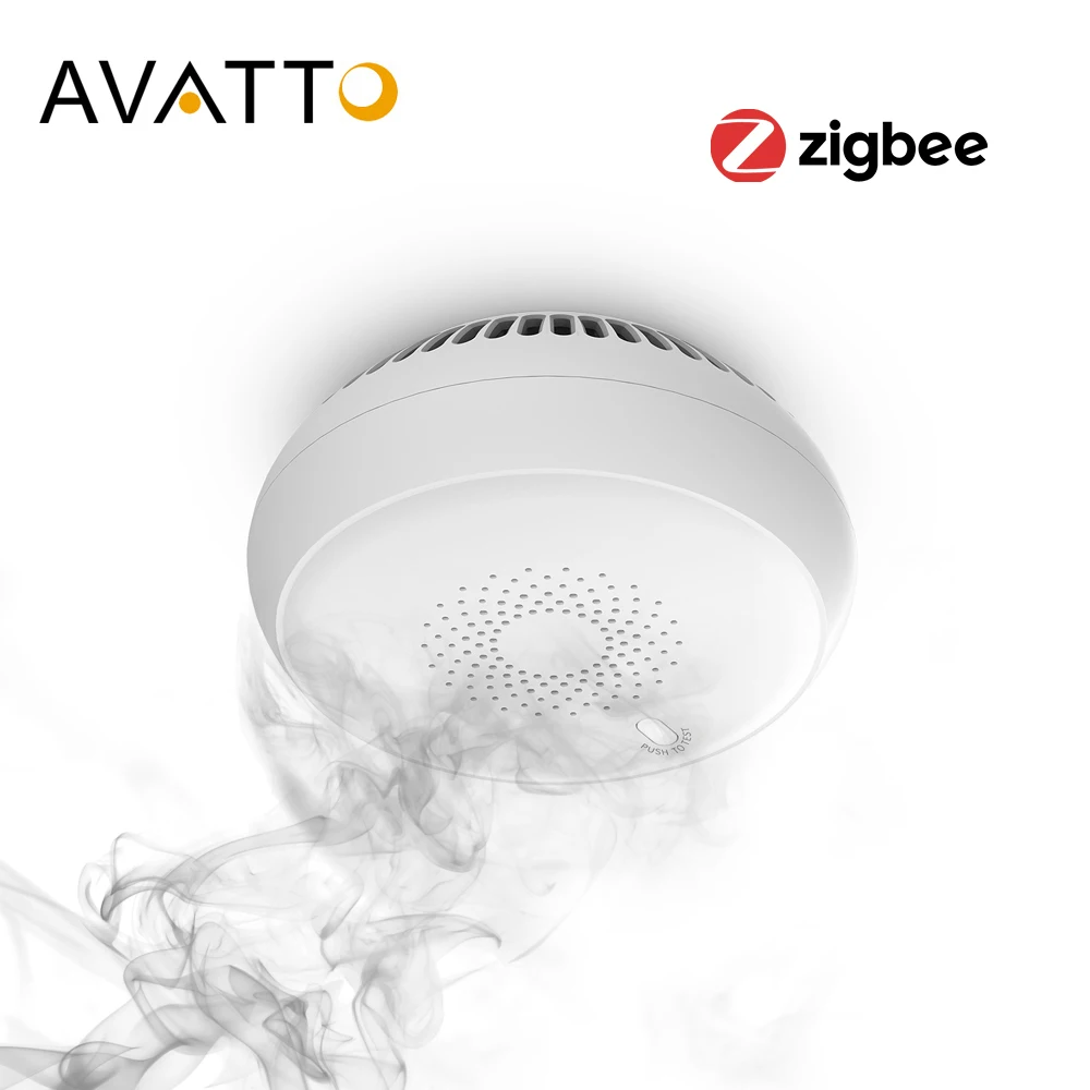 

AVATTO Tuya Zigbee Smart Smoke Detector, Smart Life APP Fire Alarm Sensor Home Security System Firefighters Work for Gateway Hub