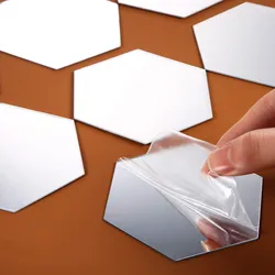 Pegatina de pared con espejo 3D, vinilo geométrico hexagonal, bricolaje, autoadhesivo, palo de arte, calcomanía extraíble para EL hogar, decoración de la sala de estar, 12 piezas