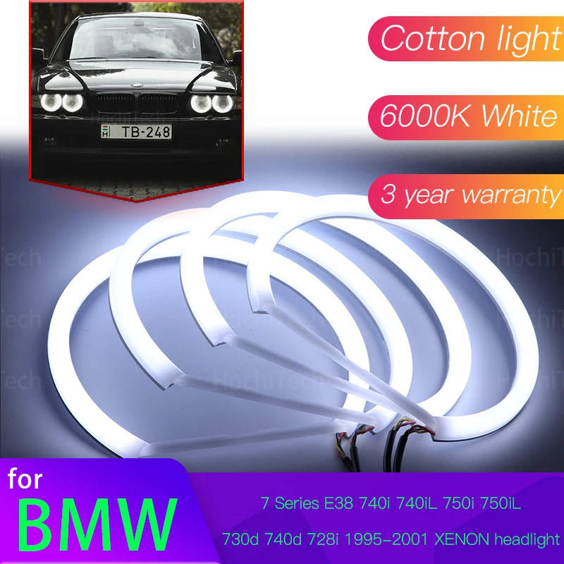 Angel Eyes Kit 6000L Cotton White  Ring Light for BMW 7 Series E38 740i 740iL 750i 750iL 730d 740d 1995-2001 XENON Headlight