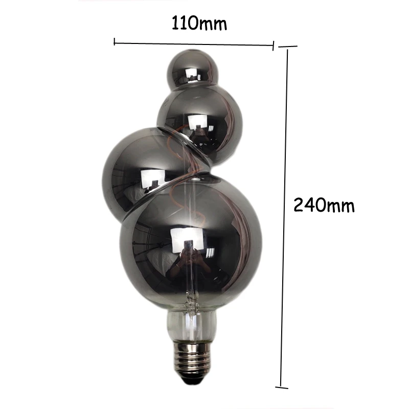 Edison Bulb Retro Bulb LED Bulb Spiral Filament 4W 2700k 220V E27 Decorative Bulb Smoke Gray