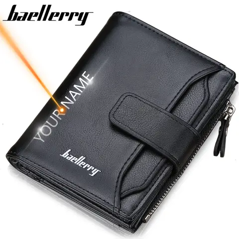 Men’s Short Leather Wallet with Zipper and Coin Pocket baellerry