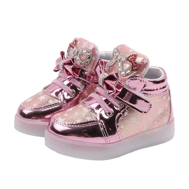 Spring Autumn Children\'s Sneakers With LED Light Kids Girls Toddler Casual Shoes high top lighting shoes Boy Luminous Sneakers