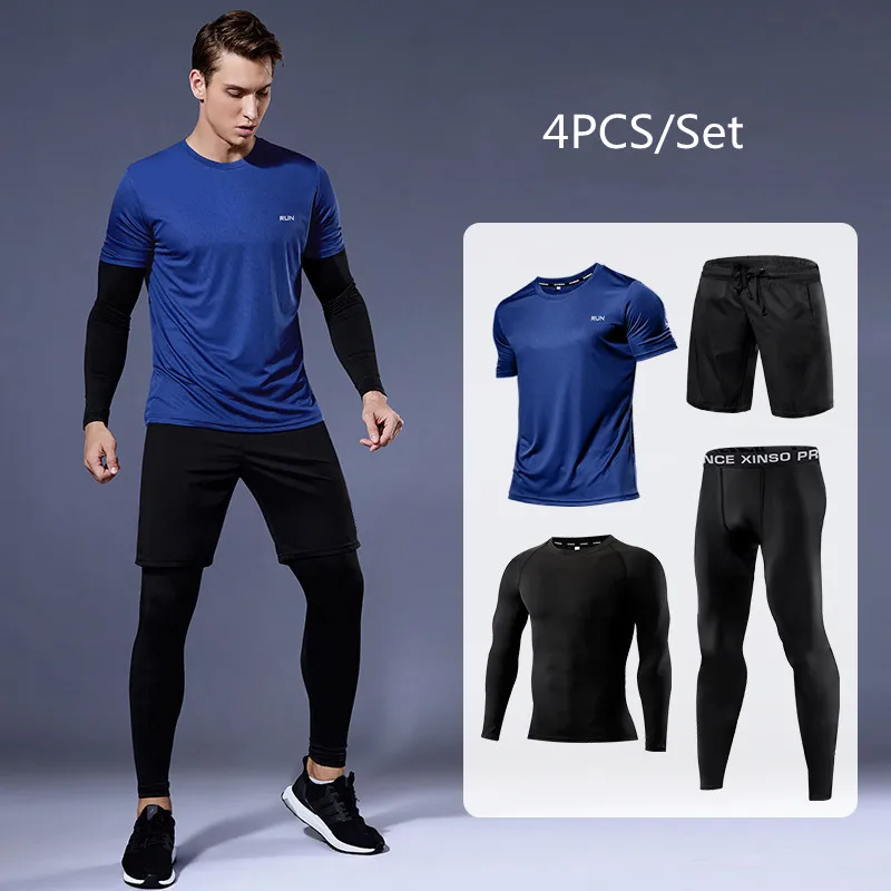 

Men's Compression Suit 2-4PCS/Set Running Suit Outdoor Gym Clothing Sportswear Training Fitness Tracksuit Ropa Deportiva Hombre