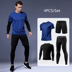 Tuta da compressione da uomo 2-4 pezzi/Set tuta da corsa abbigliamento da palestra all'aperto abbigliamento sportivo allenamento tuta da Fitness Ropa Deportiva Hombre