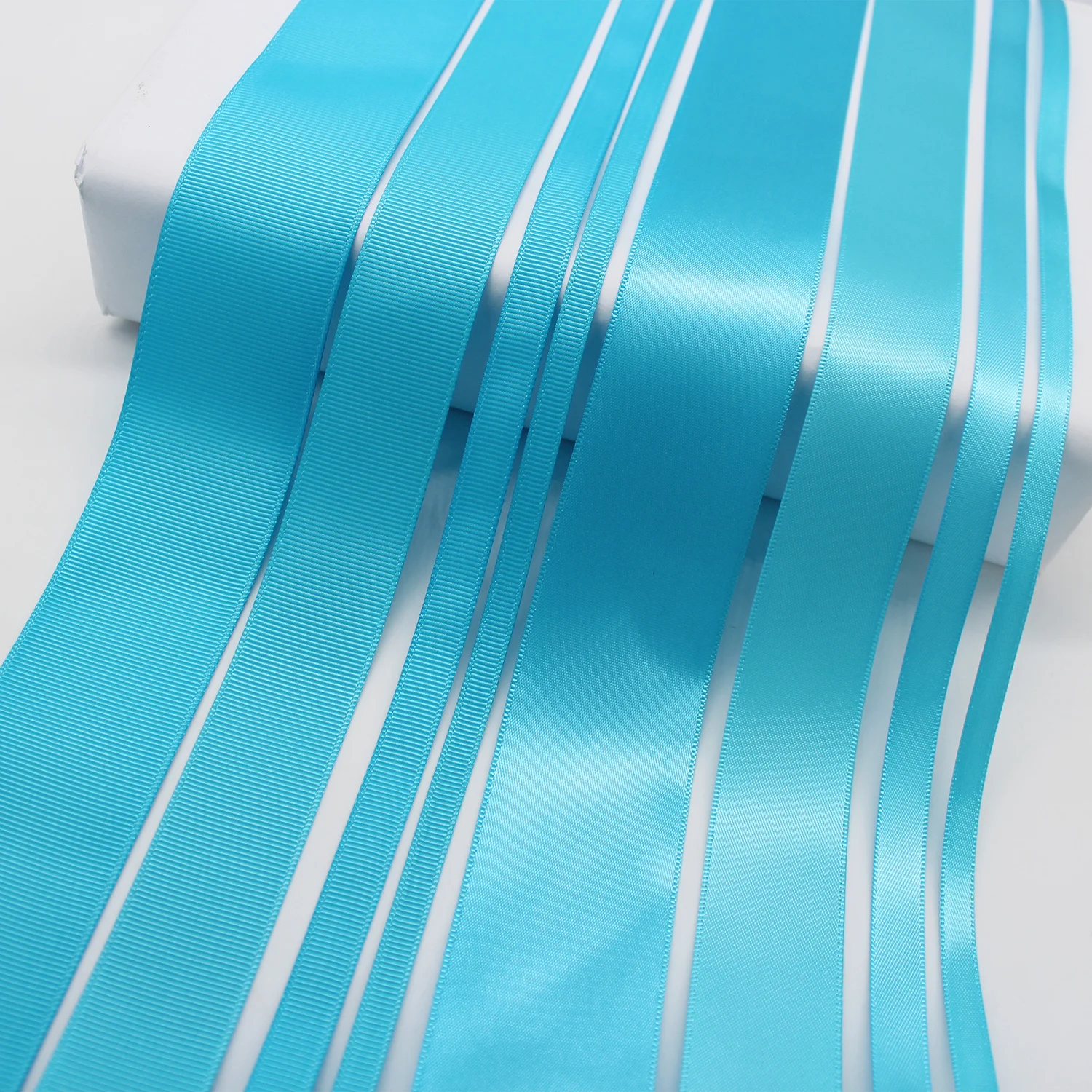 5 Meter/Lot Largest Collection Blue Solid Color Grosgrain Ribbon Satin Ribbon Many Widths Available For DIY Crafts Accessories