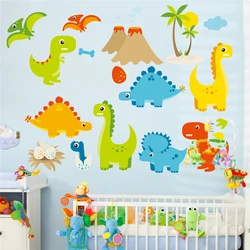Cartoon Dinosaurs Wall Stickers For Kids Room Decoration 3d Cute Animals Wall Mural Art Diy Home Decals Pvc Posters