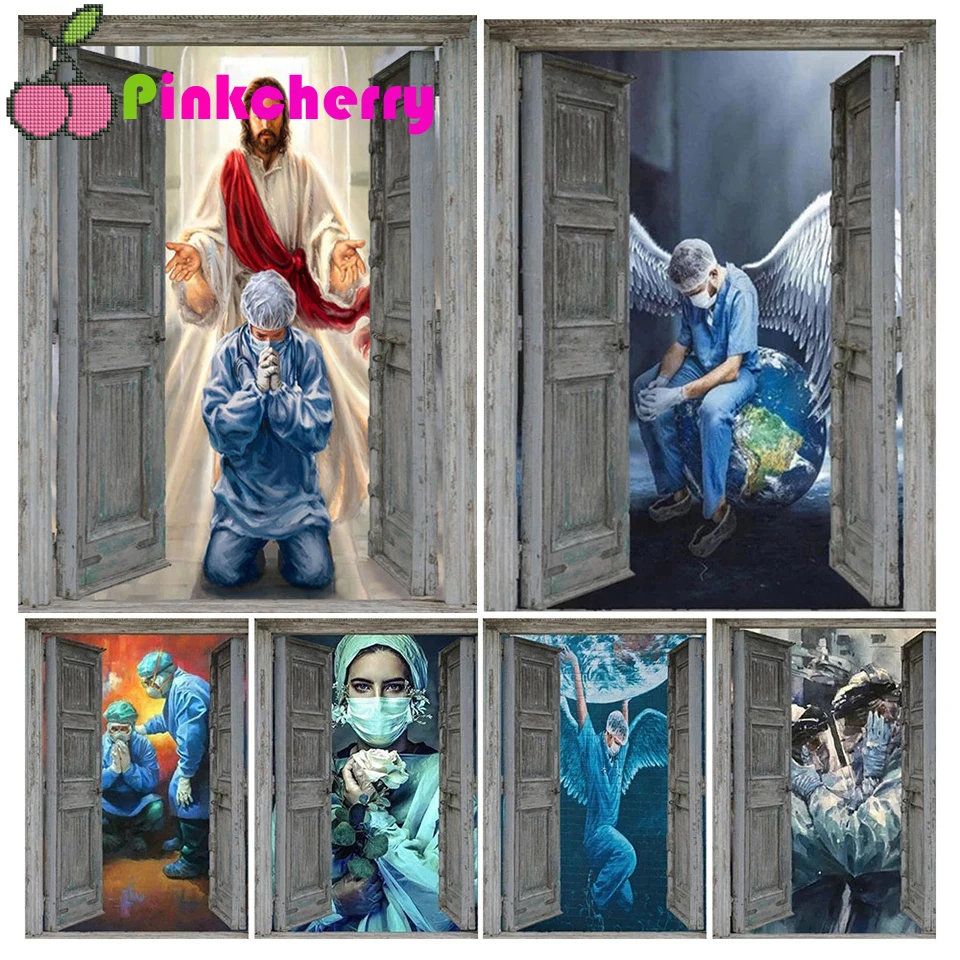 Angel doctor 5d diy diamond painting full drill mosaic vintage door landscape diamond embroidery gift diamond k1173