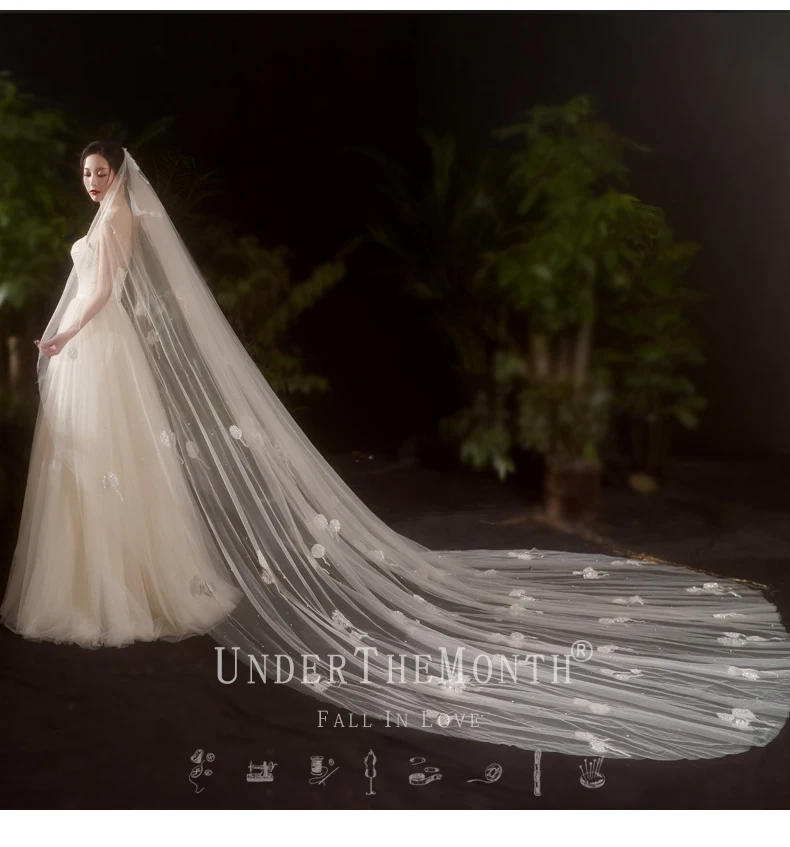 Hot Sale Wholesale One-Layer  Lace + Pear Bridal Veil  Wedding Dress Veil