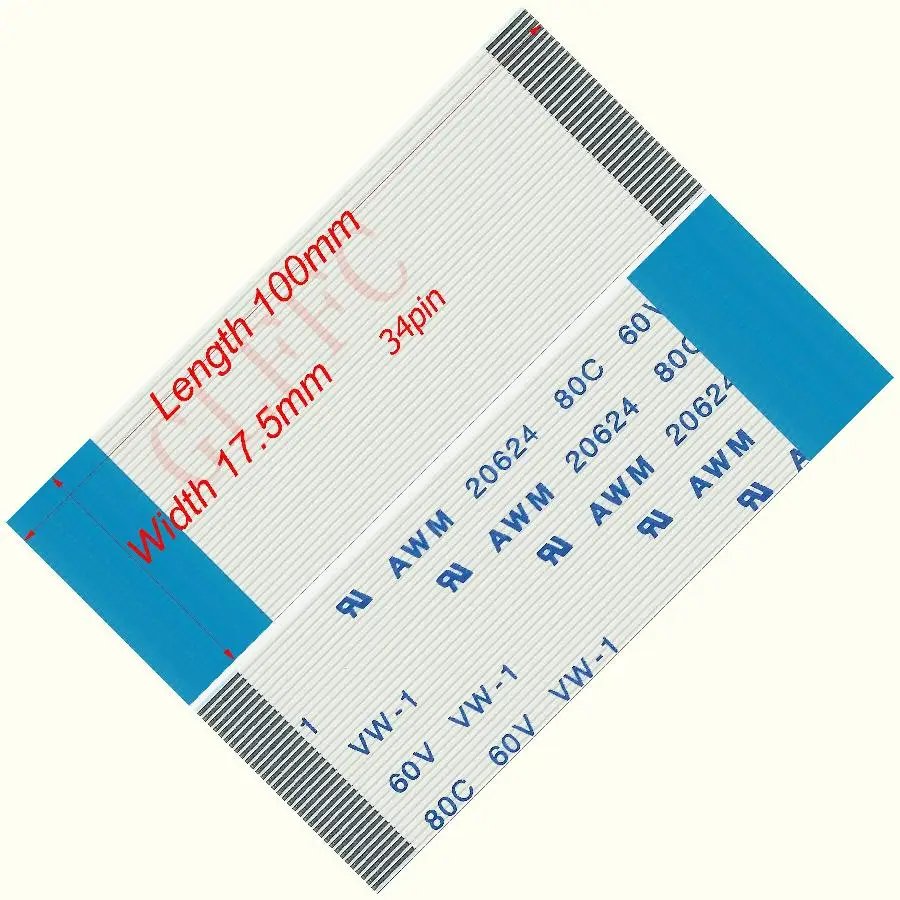34pin 0.5 الملعب 100 مللي متر-300 مللي متر B-نوع مرنة شقة كابل الأولى للتمويل awm 20624 بنفايات ل TTL LCD DVD الحاسوب