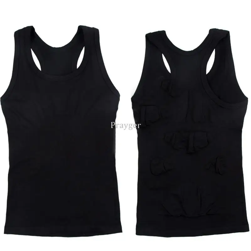 Men Correct Posture Body Shaper Male Chest Binder Tops Slimming Belly Compression Seamless Vest