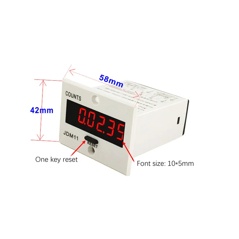 6 Digit Digital Display Counter Industrial Power-On Timer Accumulator AC220V DC 24V12V Equipment Working Record Time