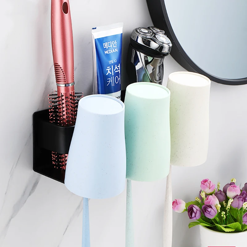 Wall Mounted Toothbrush Holder Aluminium Alloy Toothpaste Rack Bathroom Household Space Saving Bathroom Accessories