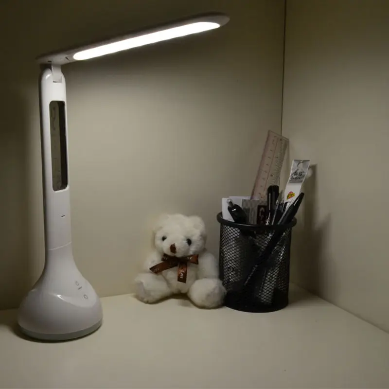 Foldable Dimmable Led Desk Lamp Table Light with Calendar Temperature Alarm Clock Atmosphere Colors Changing Book Lighting