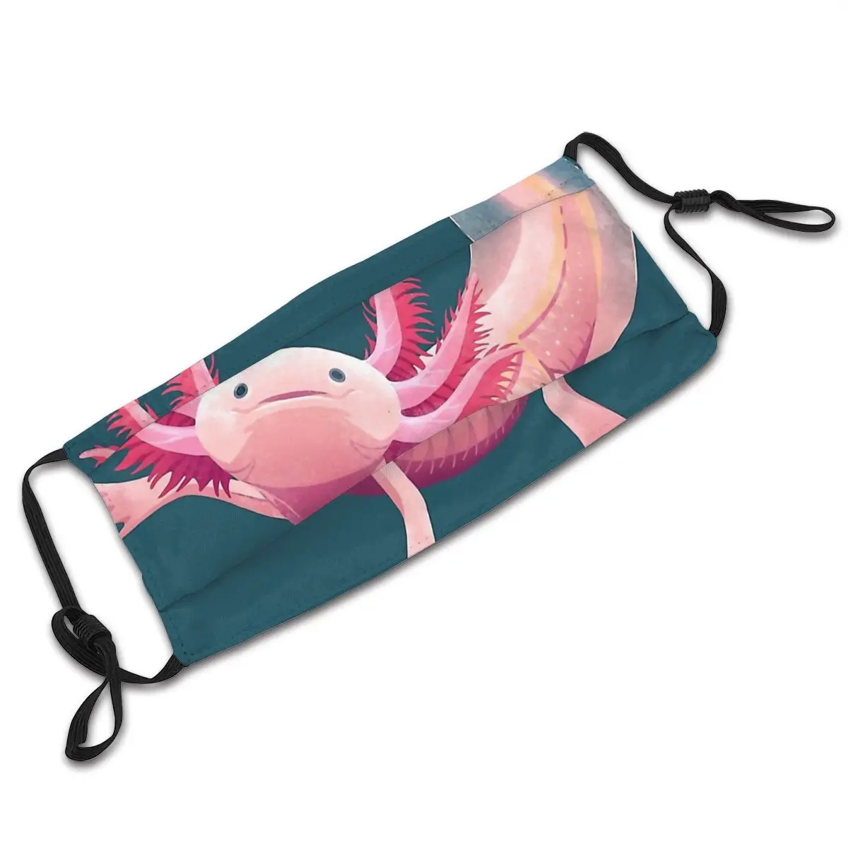 Różowa Unisex maska Axolotl Lover chodząca ryba regulowana Wasbaar moda bawełniany Respirator z filtrami