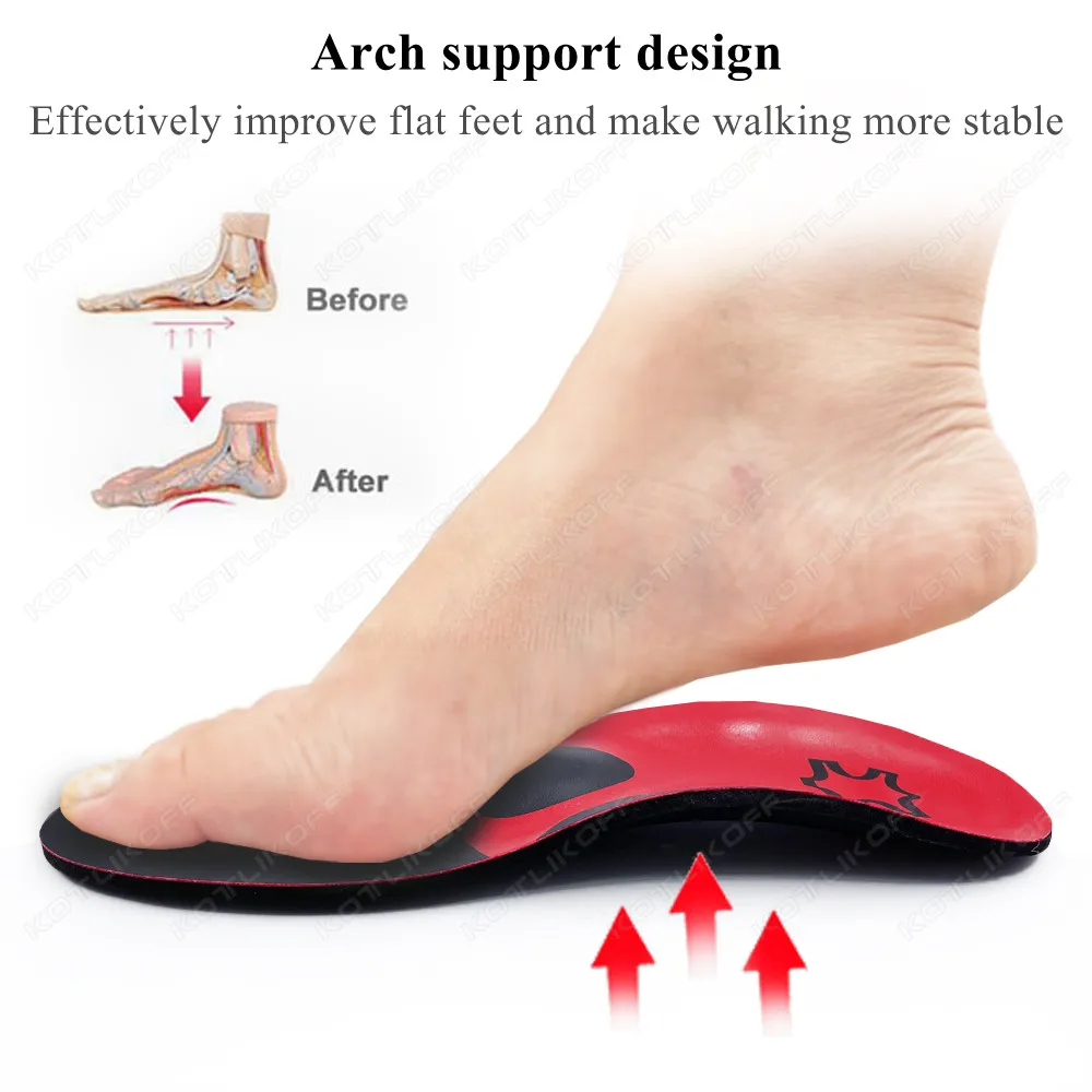 KOTLIKOFF Insoles For Shoes Flat Feet High Arch Support Orthopedic Work Insoles Shoes Sole For Plantar Fasciitis Valgus Shoe Pad