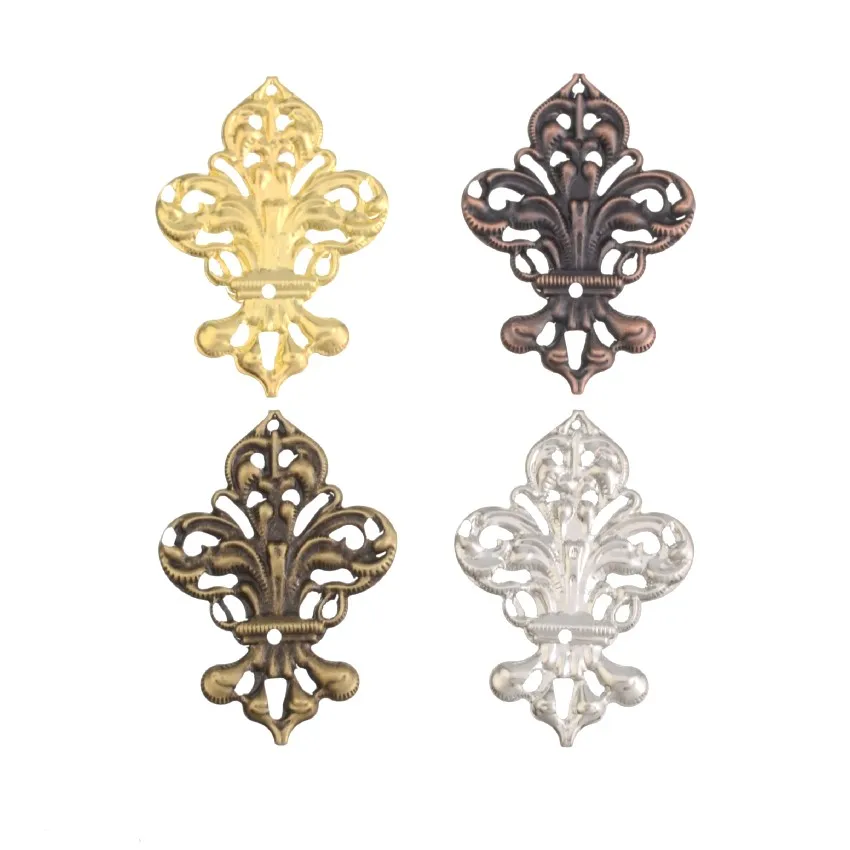 MIAOCHI 10PCS Antique Bronze Metal Filigree Wraps Connectors Metal Crafts Gift Decoration DIY 35x 50mm