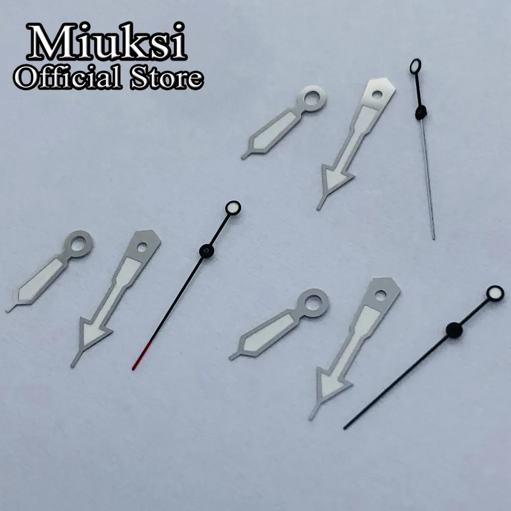 Miuksi silver watch hands green luminous hands fit NH35 NH36 ETA2824 2836 Miyota8215 8205 821A Mingzhu DG2813 3804 movement