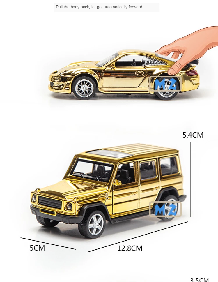 1/32 Racing Car Alloy Model Rare Pull Back Golden Car Model For Boy Birthday Gift Christmas Kids Toy Vehicles Collection Gifts