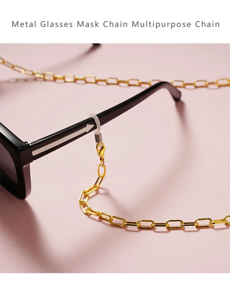2022 neue trend ige Sonnenbrille Gold Glieder ketten Gothic für Frauen Männer Maske Brille Perlenkette Brille Brillen Lanyard Großhandel – Detail 1