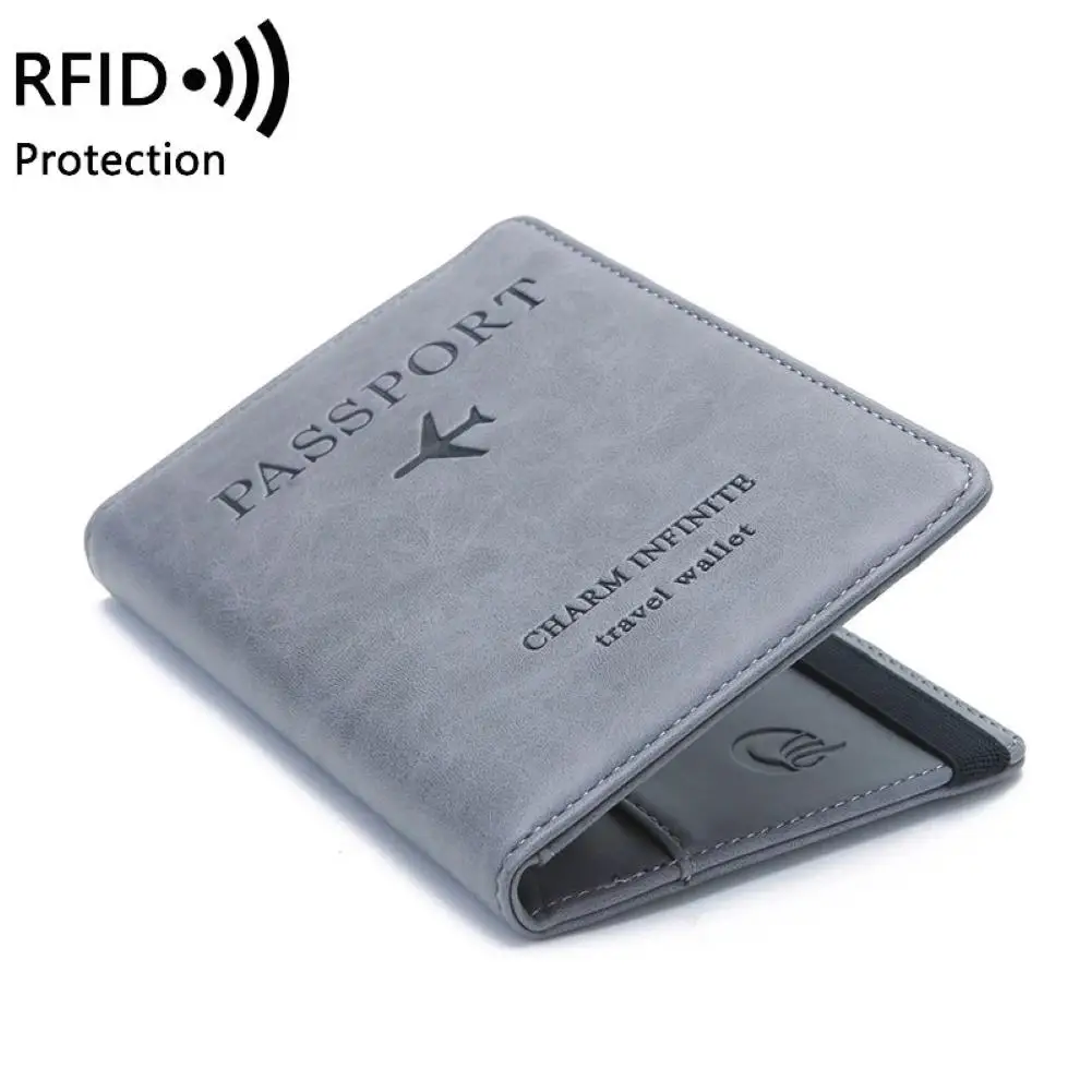 Funda de cuero de imitación RFID para pasaporte de negocios, funda para tarjeta de identificación bancaria, billete de aire