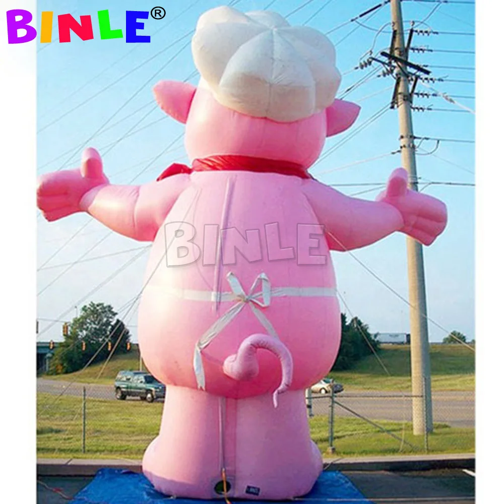 Mascote inflável gigante rosa do porco dos desenhos animados do chef do porco inflável personalizado para a propaganda exterior