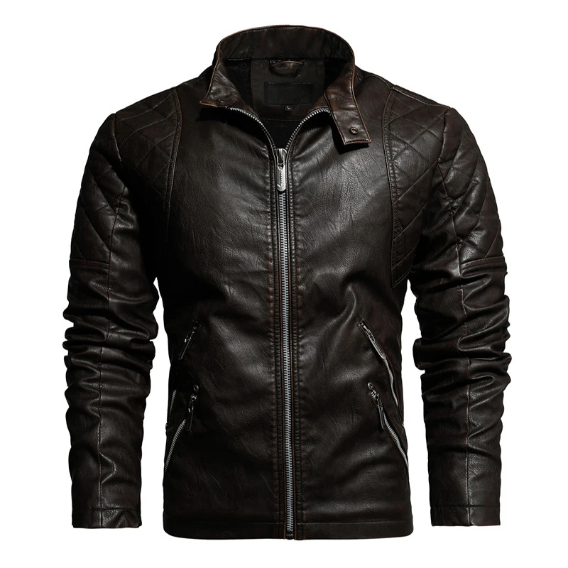 

New Motorcycle Biker Leather Jackets Autumn Winter Fleece Men Leather Jackets Coats Fashion Men Locomotive Jacket Brand Clothing