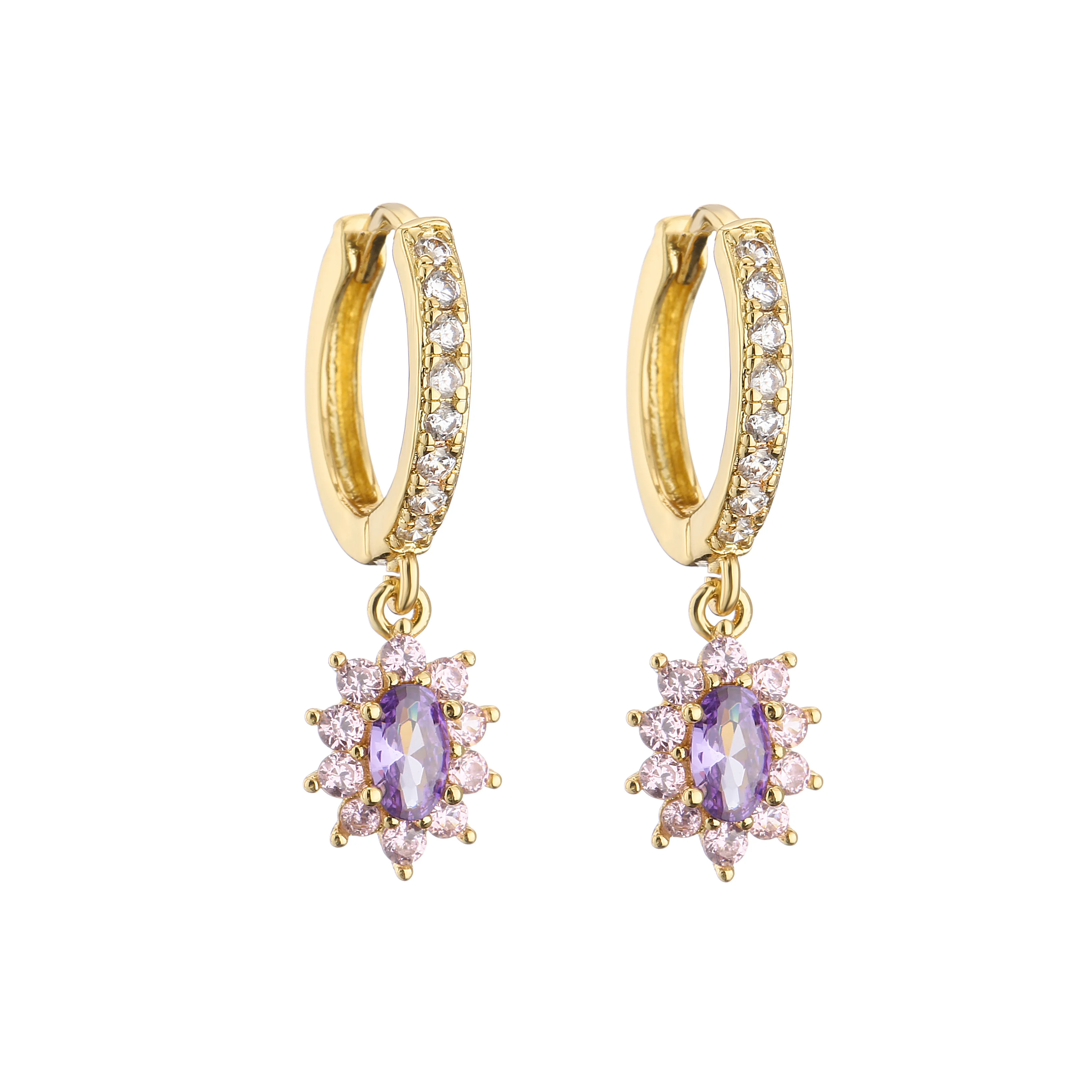 HECHENG,Zircon Earrings,Sweet Piercing Stud Earrings,Luxury Dazzling LadyJewelry ,Female Gift Wholesale