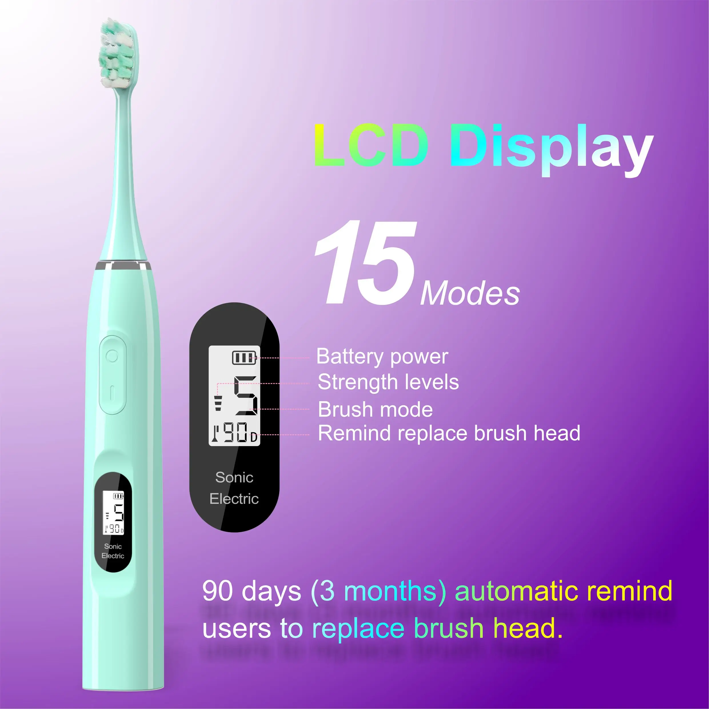Osseni ทันตกรรมหน้าจอ LCD Sonic แปรงสีฟันไฟฟ้าสำหรับผู้ใหญ่ Oral จับเวลาชาร์จแปรงสีฟัน IPX7กันน้ำ