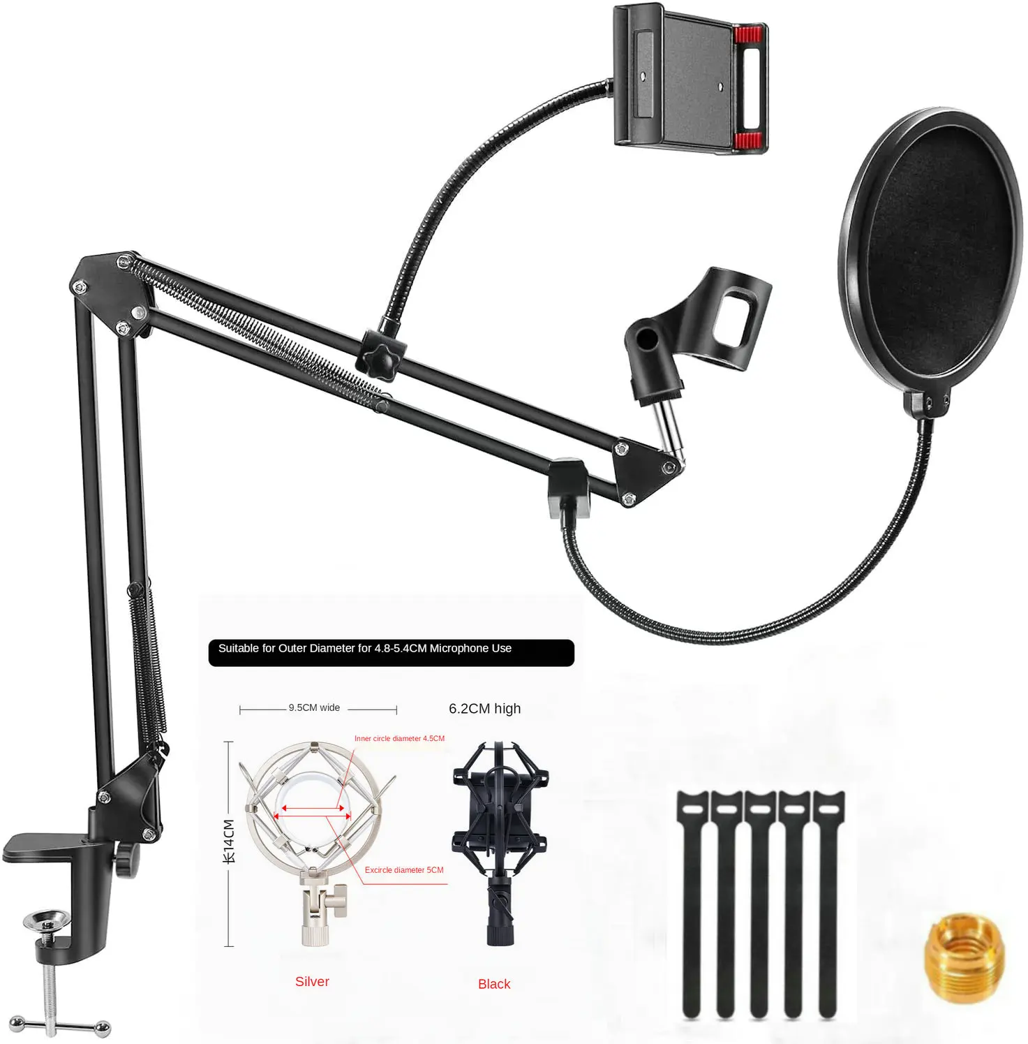 Arm Desk Adjustable  Bm800 Holder Tripod Microphone Stand F2 With Shock Mountfor Professional Streaming