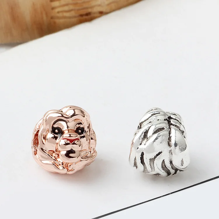 Btuamb High Quality Gold Color Simple  Alloy Lion King Beads Fit Original Bracelets Charms for Women DIY Trinket  Jewelry