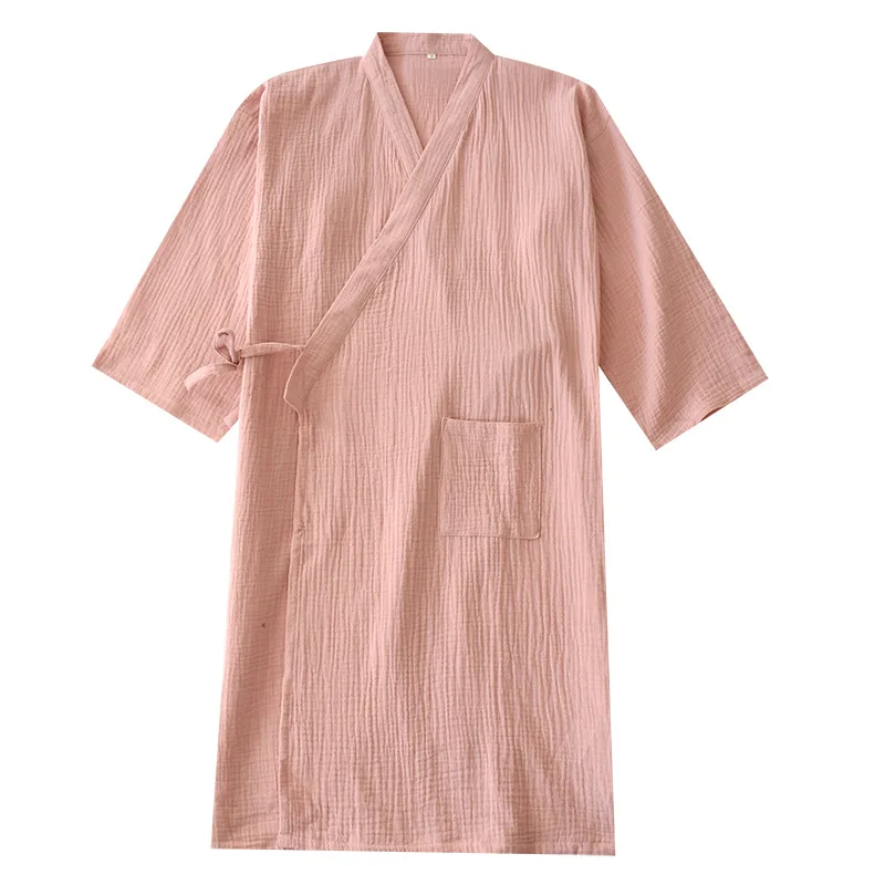 NHKDSASA Couple\'s Bath Robe Women 2021 Kimono Spring And Summer Nightgown Cotton Kimono Bathrobe Men Robe Home Service Pajamas