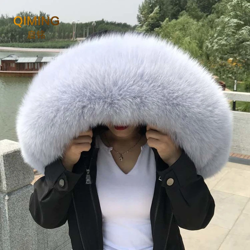 Natural Real Fox Fur Collar Fashion Scarves For Ladies Women and Men Coat Jacket Winter Luxury Fur Scarf Woman Black White Shawl