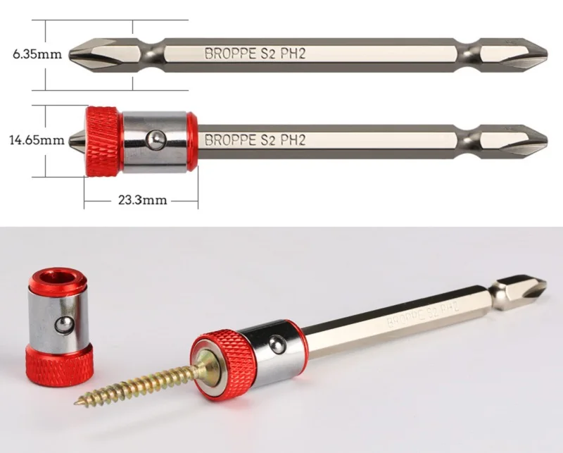Mới 1/4 ''6.35mm PH2 Vít với Magnetizer Định Vị Nhẫn Chuôi Lục Giác thuật Điện
