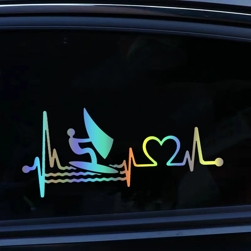 Windsurfing Die-Cut Vinyl Decal Car Sticker Waterproof Auto Decors on Car Body Bumper Rear Window Laptop Choose Size #S60273