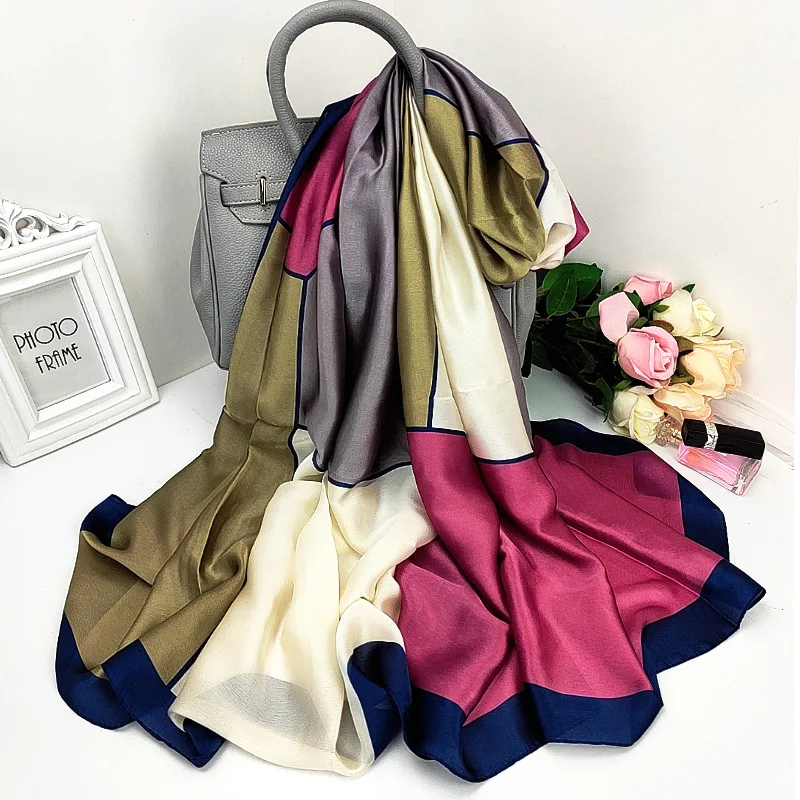 

2023 Korean Print Scarves Sunscreen Colour Silk Scarf New 180X90CM Shawl Summer Dustproof Bandana Fashion High-Grade Beach Towel