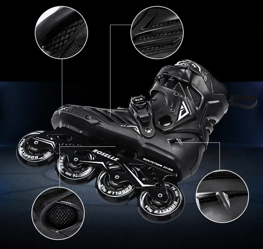 4 Wheels Pvc Roller Skate Luxury Different Size Skating Shoes Roller Sneaker For Adult Pu Rubber Beef Tendon Solid Size 35 To 47