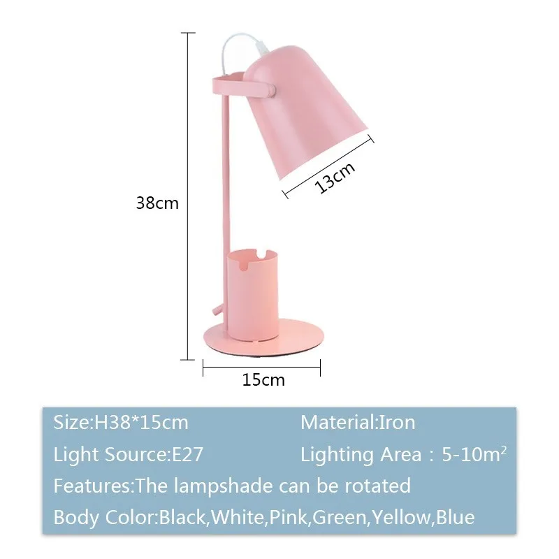Creative Nordic Iron Art Table Lamp LED Fashion Reading Dimming Desk Lamp with Pen Holder Eye-Protect Desk Lamps for Home