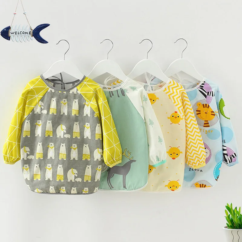 

Baby Bibs Kids Toddler Long Sleeve Scarf Waterproof Art Smock Feeding Bibs Infant Boys Girls Burp Cloth Banana Bibs Baby Stuff